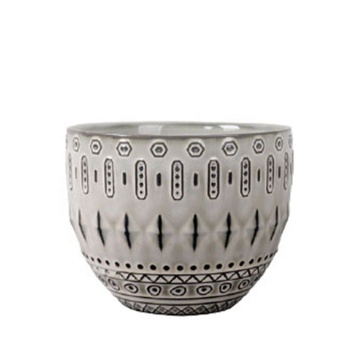 Ceramic Planter Pot with Drainage Hole - Large Round Succulent Orchid Pot for Indoor/Outdoor