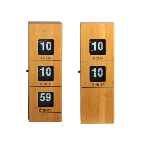 Cuboid Wooden Flip Clock For Showing Time, High Quality Cuboid Wooden