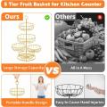 5 Tier Fruit Basket Bowl Kitchen Counter Large Capacity Metal Wire Countertop Vegetables Storage Rack Detachable Stand Holder