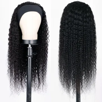 Wholesale Human Hair Headband Wig Indian Cuticle Aligned Kinky Curly Human Hair Full Machine Made Non Lace Wigs For Black Women