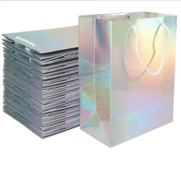Hologram Paper shopping bag with handle foil logo