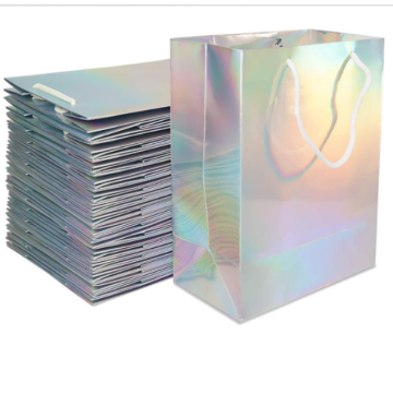 Hologram Paper shopping bag with handle foil logo