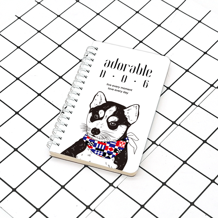 Custom adorable dog style small transverse spiral notebook