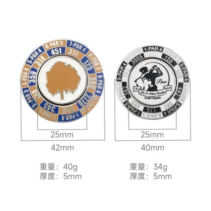 Wholesale 42mm Metal Golf Ball Coin with Magnet Chip Mark from Qiangli Factory