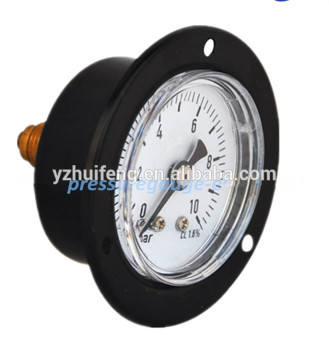 Black Steel Case Back connection Dry Pressure Gauge With Front Flange