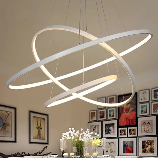 Modern LED Chandelier: Simple Hanging Indoor Circle Rings Ceiling Light