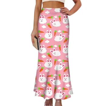 Custom High Waist Print on Demand Maxi Skirt for Women