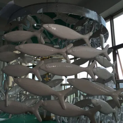 Modern White Ceramic Fish Chandelier for Restaurants