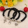 Natural Black Onyx Bracelet Gemstone jewelry alloy pendants