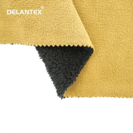 Delantex 100% Polyester Micro Fleece Bonded Compound Thick Sherpa Pile Faux Fur Fabric for Hoodies: High-Quality Material for Fashion Outerwear