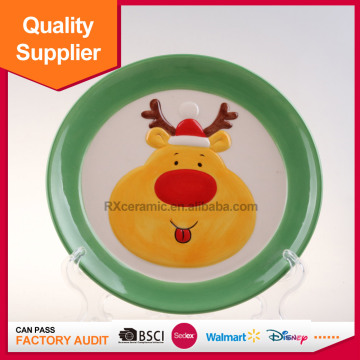 Hot selling christmas ceramic dessert plate for party