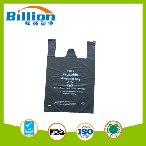 2 Ton Design Plastic T-Shirt Retail Shopping Supermarket Bags Handles Packaging Bags Distributor
