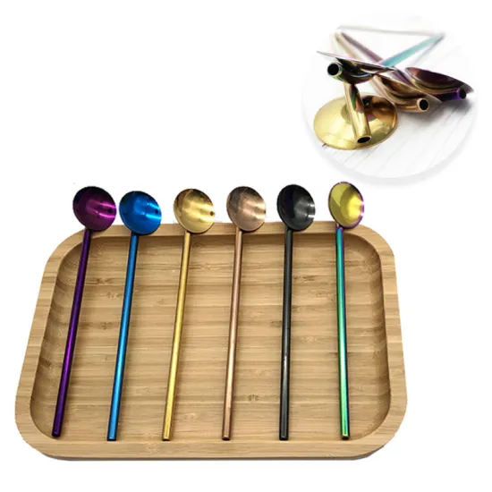 New Style Spoon Stainless Steel 304 Drinking Straws
