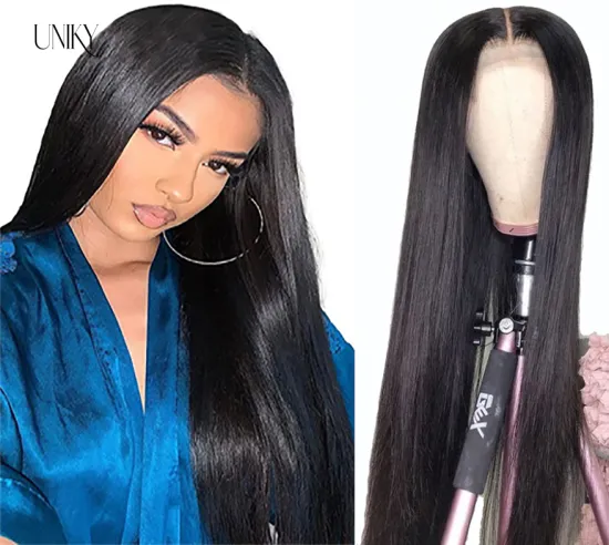Uniky Top Quality 40 Inch Full Lace Wig Raw Hair Preplucked Glueless Long Human Hair Lace Frontal Wigs In Stock For Women