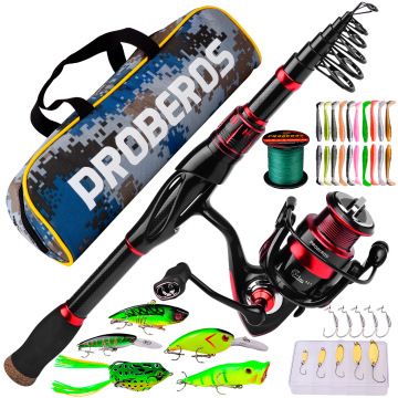 Kit di pesca completo di 39 pezzi: combinazione telescopica di canna e bobina per pesca versatile in laghi, fiumi, corsi d'acqua e surf