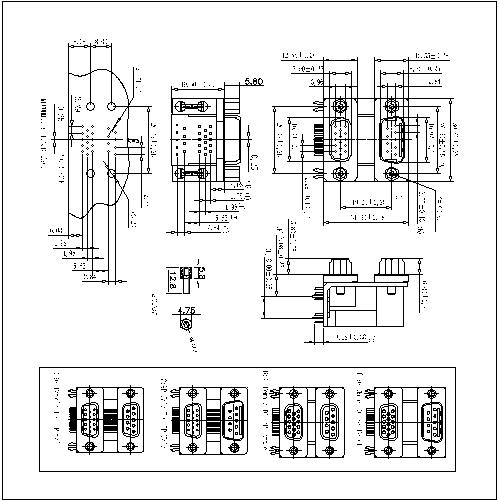 Ddr02a2 Xxxxx D Sub Pcb Dual Port Right Angle 5 08mm 9p To 15p Stamped Pin