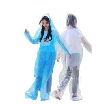 Raincoat Set: Wegwerp, capuchon, plastic, kleurrijke, unicolor PE noodponcho