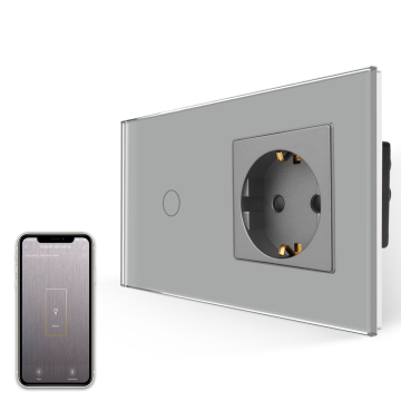 Bingoelec Tuya Smart Crystal Glass Panel 1 Gang 1 Wifi Wifi Wall Touch Light ومقبس الطاقة