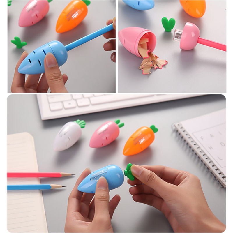 Cute Kawaii Cartoon Simple Small Fresh Carrot Pencil Sharpener Student School Supplies Prizes Stationery Random Color