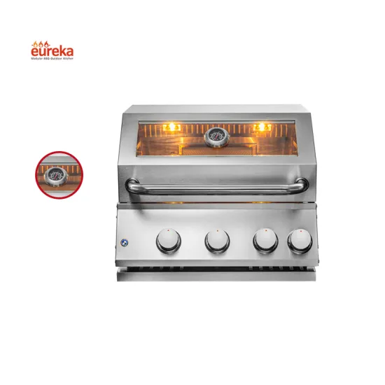 Stainless Steel 3+1 Burners Bbq Smokers Built In Cabinet Outdoor Charcoal Gas Bbq Grills