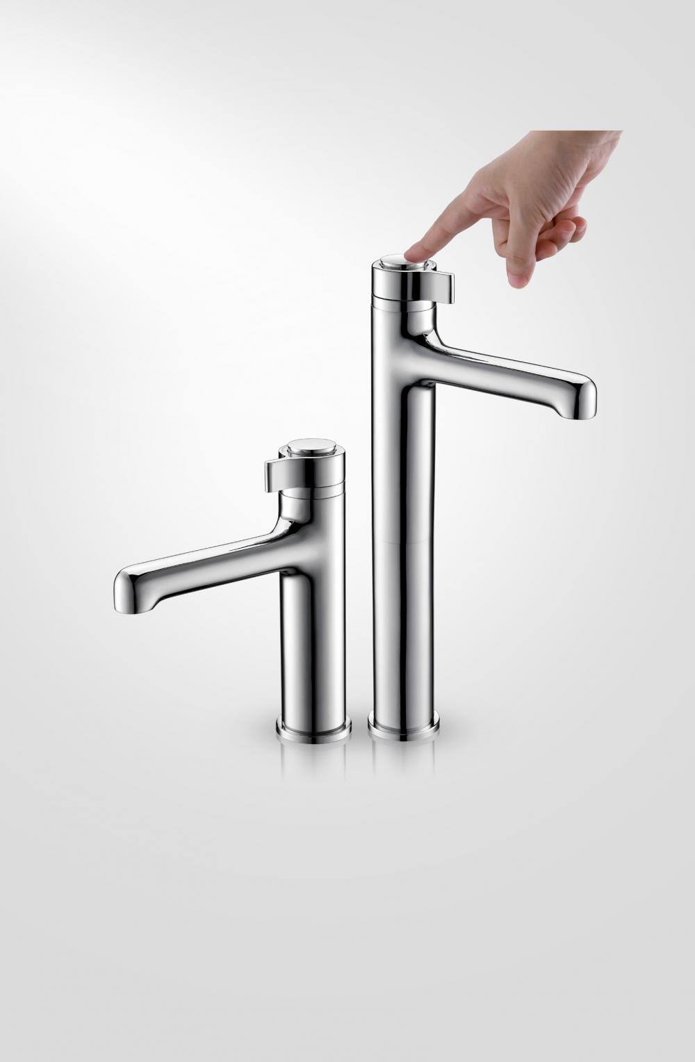 button to water basin faucets