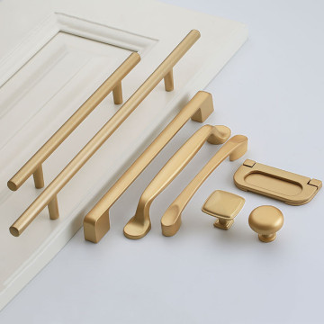 KK&FING Simple Style Sand Gold Kitchen Cabinet Door Handles Matte Gold Aluminum Alloy Drawer Pulls Furniture Handle Hardware