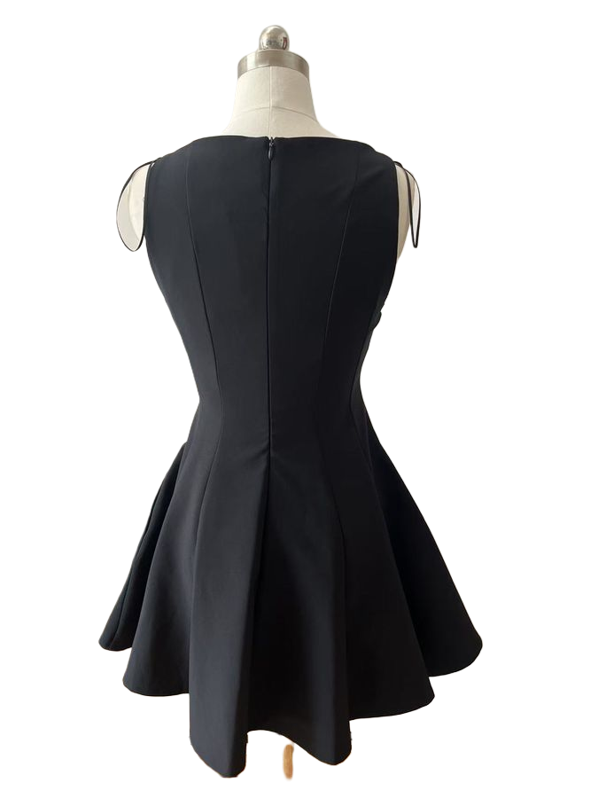Sleeveless Mini Dress With Round Neckline.