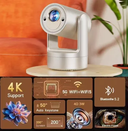 OEM 5200mAh Rechargeable 4K Auto Focus Portable Projector