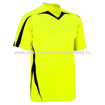 Newest Design Well Fitting Soccer Jersey, V-neck and Short Sleeve, Solid Color with Contrast Insert