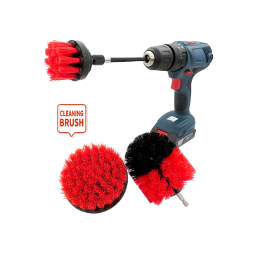 4Set Red Drill Cleaning Brush Attachment Kit for Car Cleaning
