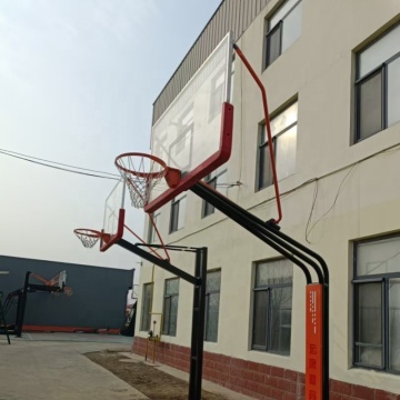 Commercial-grade buried basketball hoop for parks