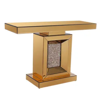 Brown Glitter Mirrored Entryway Console Table