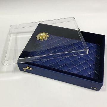 Acryl deksel mdf lederen doos voor cadeauopslag