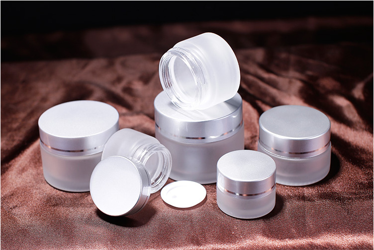 Frosted glass cream jars with Aluminum cap