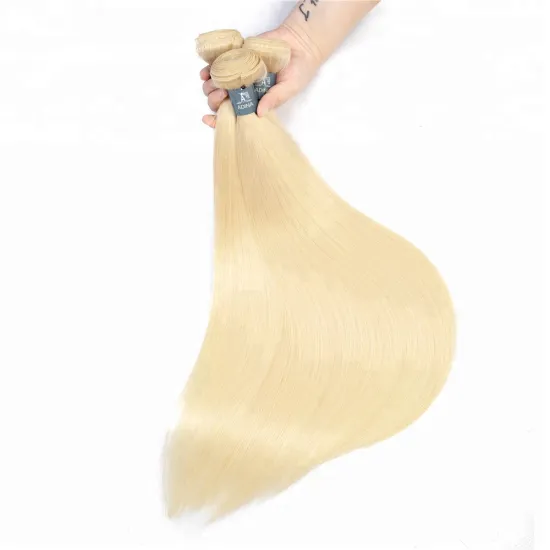 Wholesale Raw Virgin Indian Temple Hair  Remy Silk Straight Hair 613# Blonde Bundles