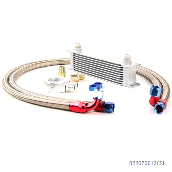 10 ROW AN10 UNIVERSAL ENGINE TRANSMISSION OIL COOLER KIT+FILTER ADAPTER HOSE END