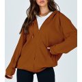 Women's Jacket Waffle Zip Up Hoodie