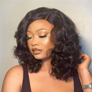 Fashion Curl Lace Front Human Hair Wigs for Black Women Full Hd Frontal Wig Human Hair Ocean Wave Bob Wigs