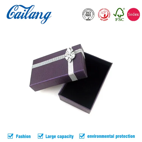 Lid and Base Bracelet Paper Box with Ribbon