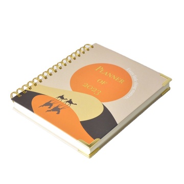 OEM Offset Printing A5 Gold Wire Ring Art Paper Hardcover Weekly Planner Notebook 2025