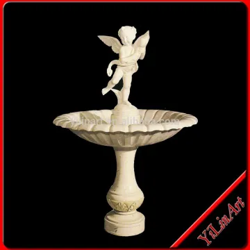 White Stone Garden Water Fountain With Small Angel Children