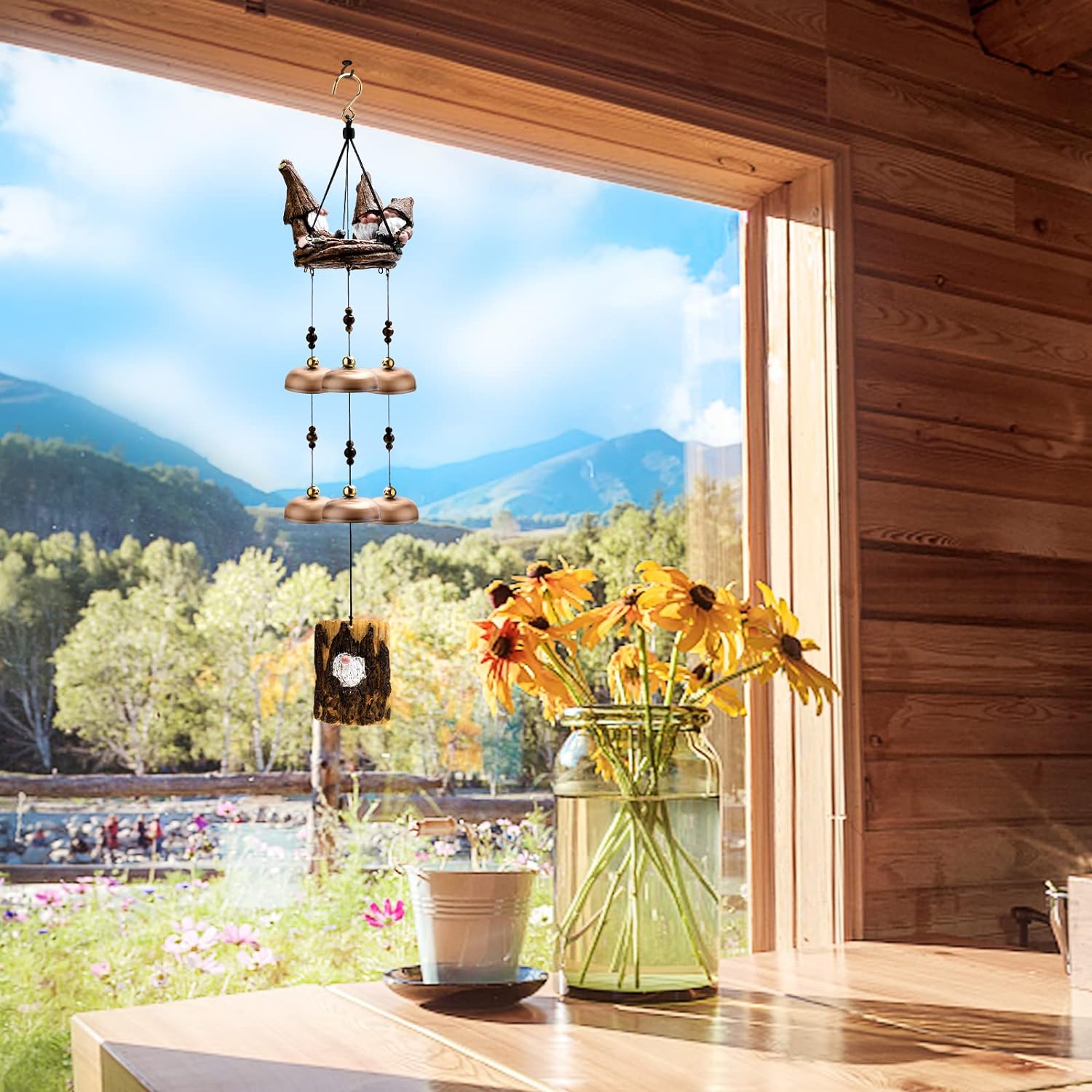 Gnome Wind Chimes Featuring 6 Larger Bells