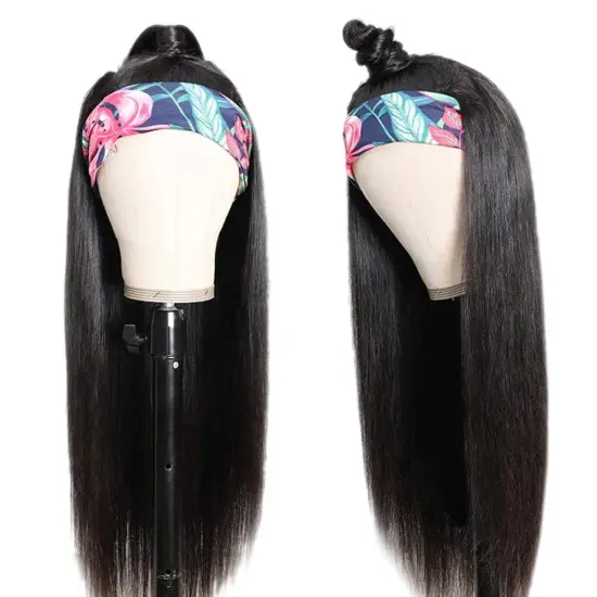 Headband wig straight hair real human hair suitable for women Brazilian real human hair without lace wig mechanism headband half
