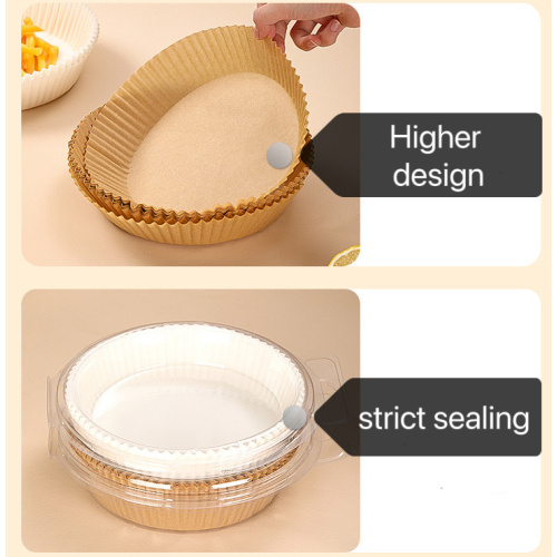 Nonstick Airfryer Liners Microwave Baking Paper Unperforated Round Brown Or White Air Fryer Paper Supplier