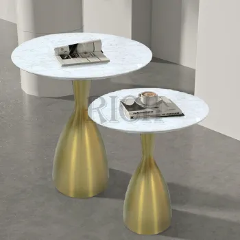 Modern Italian Round Marble Accent Table for Living Room