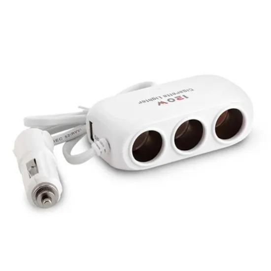 12/24V Adapter Socket Splitter Plug Dual USB Car Charger - Triple Converter 5V/3.1A Car Cigarette Lighter
