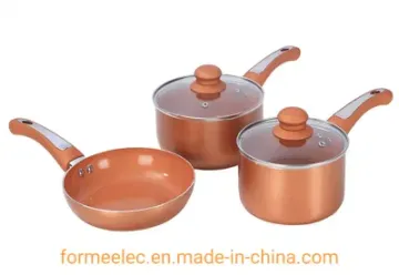 Double Bottom Saucepan Fry Pan 5 Pieces Set Aluminum Cookware Set
