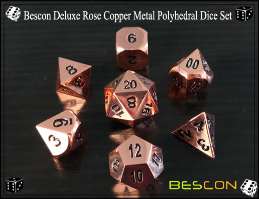 Bescon Deluxe Rose Copper Metal Polyhedral Dice Set-1