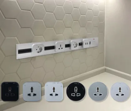 LED Illuminated Movable Power Track Kitchen Socket with 3 Gang 60CM Surface Track Power Socket