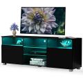 LED TV Stand High Glossy Entertainment Center Modern Television Stands with Large Storage